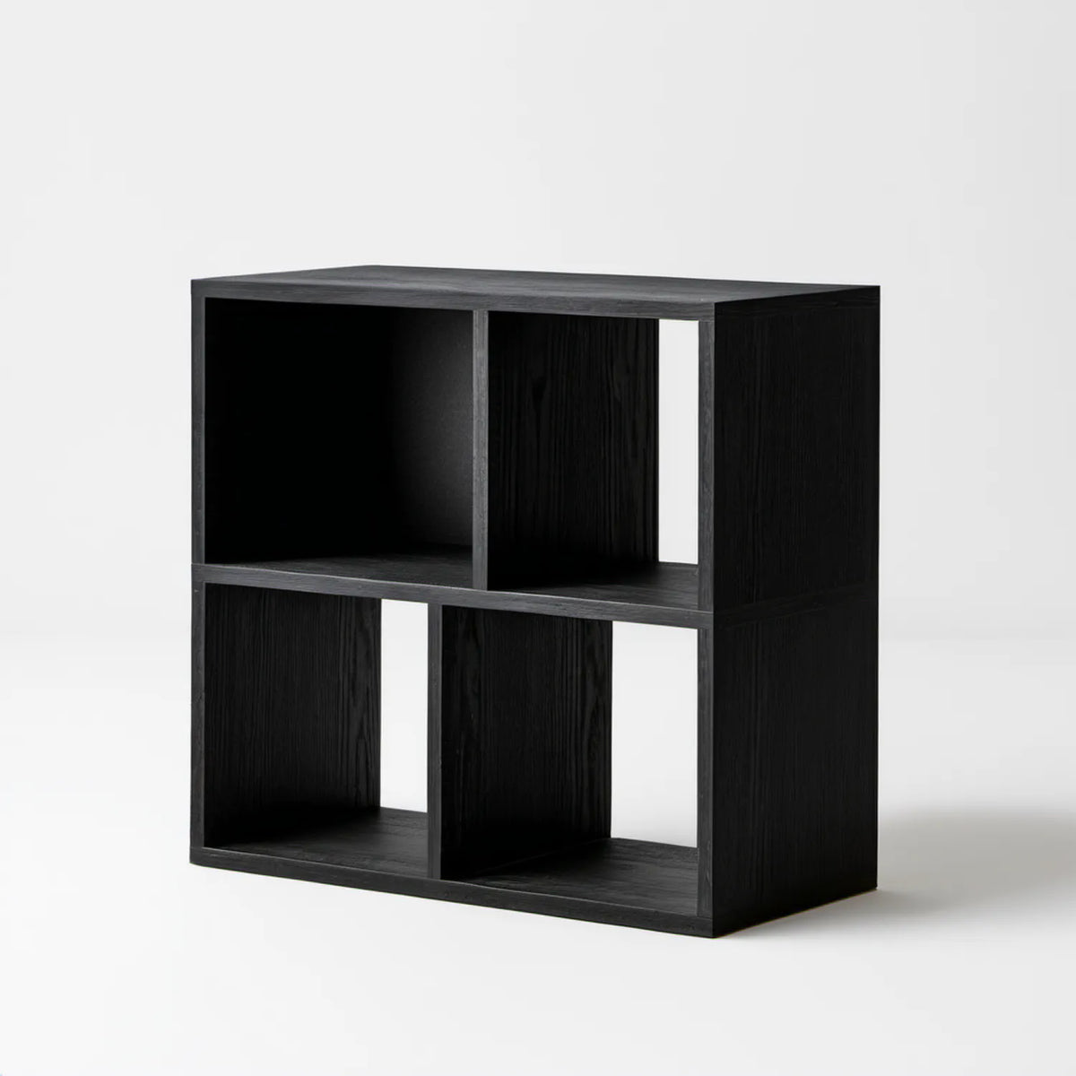 Czarny modułowy regał kwadratowy z 4 otwartymi wnękami, 70 x 70 x 30 cm