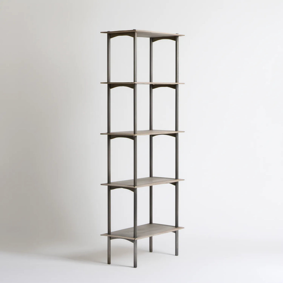 Regał biblioteczny industrialny 60 x 30 x 180 cm, szarobrązowy/czarny, MDF i stal